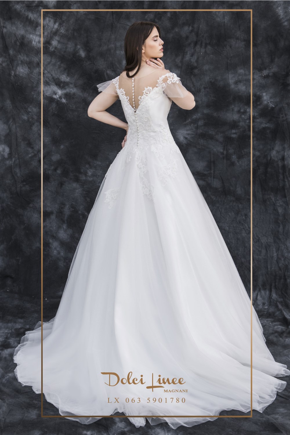 Wide dress in tulle and embroidered lace - LX 063 